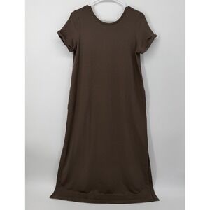 JJill Affinity V Back Pima Cotton Brown‎ Maxi Dress Size Small Minimalist